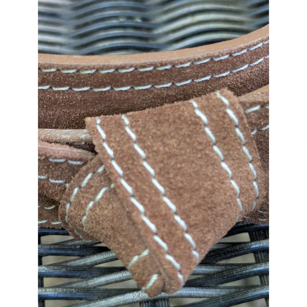 Vintage TANNER Italy Brown Suede Leather Knot Tie Accent Belt Size Large 37